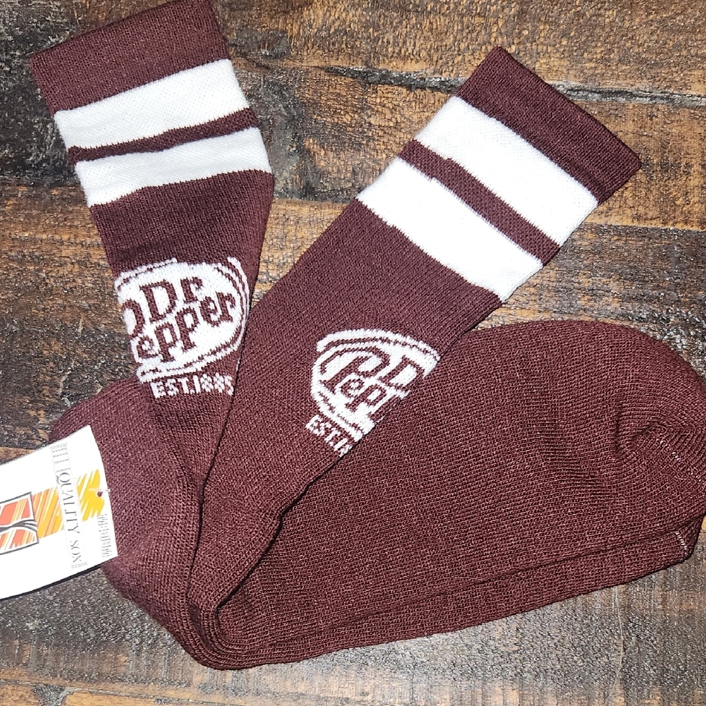 Casual Brown and White Crew Socks with Stripes